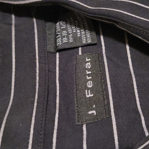 EUC J. Ferrar Dress Shirt Black Grey Black Stripes 3XLT Neck 19-19.5 - Picture 2 of 2